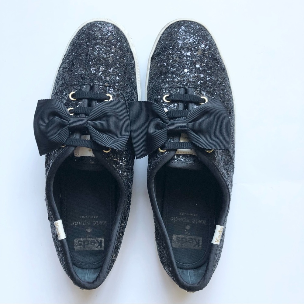 Keds Black Glitter Bow Sneakers